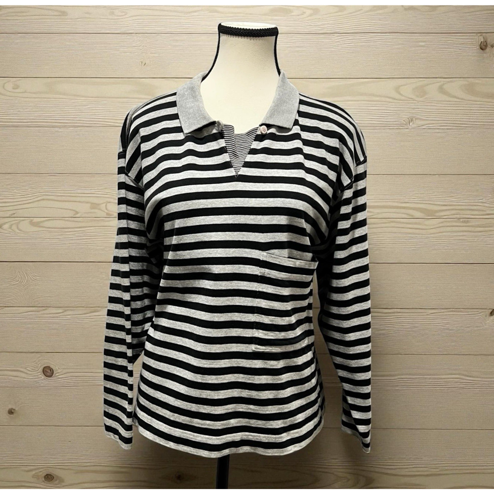 Vintage Fenn Wright Mason 100% Cotton Striped Polo Cropped Women’s S Oversized